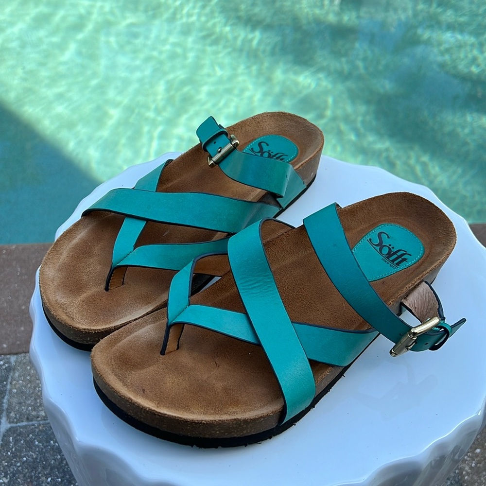 Söfft leather sandal. Turquoise 8.5M